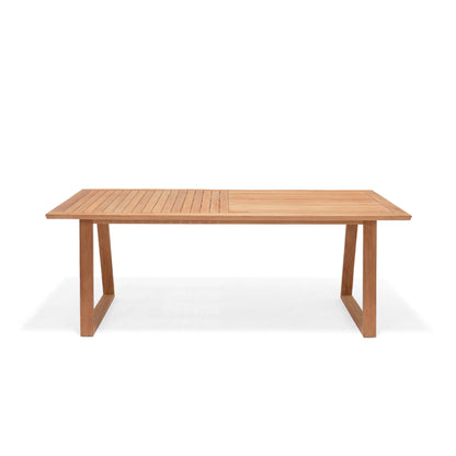Agate Rectangular Teak Outdoor Dining Table – FSC™ Certified, Trapezoid Legs, 78"
