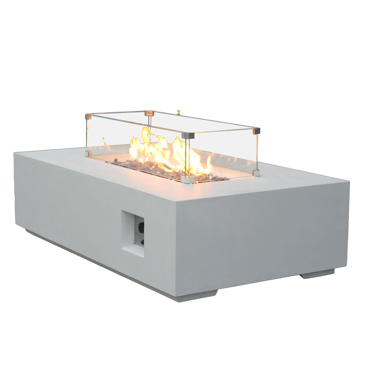 52-Inch GFRC Concrete Propane Fire Pit Table – Antique White