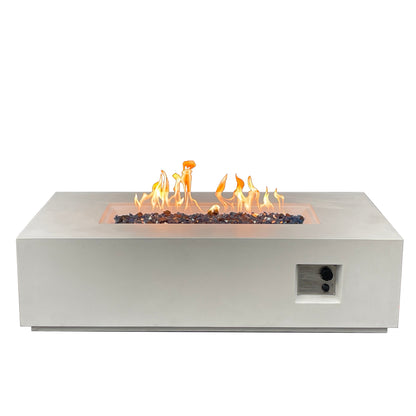 52-Inch GFRC Concrete Propane Fire Pit Table – Antique White