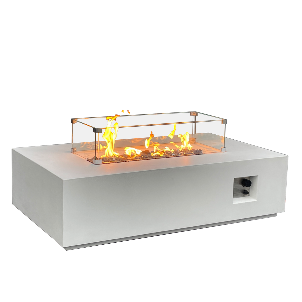 52-Inch GFRC Concrete Propane Fire Pit Table – Antique White
