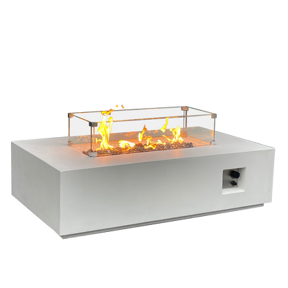 52-Inch GFRC Concrete Propane Fire Pit Table – Antique White