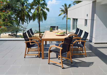 Rinjani Teak Table and Manhattan Armchair 9-Piece Outdoor Dining Set