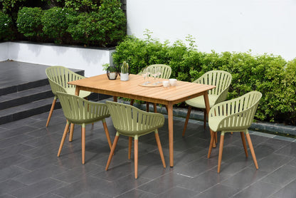 Nassau 7-Piece Rectangular Dining Set – Sage Green, Seats 6