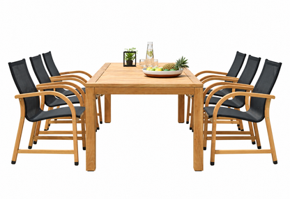 Rinjani Teak Table and Manhattan Armchair 7-Piece Outdoor Dining Set