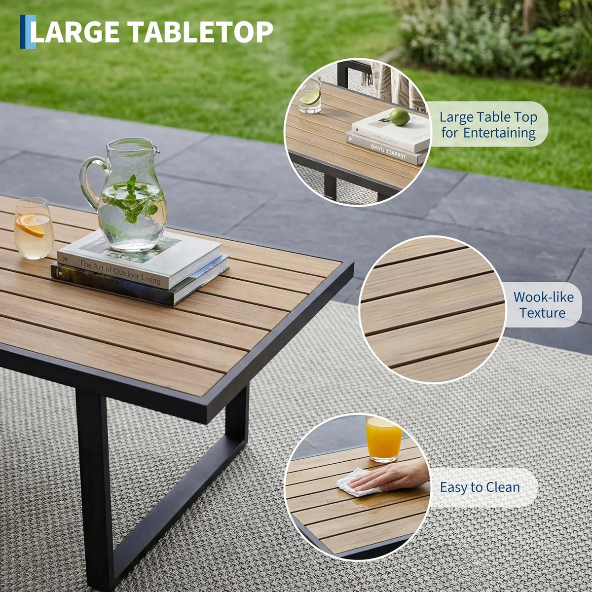 4-Piece Aluminum Patio Conversation Set With Love Seat, Armchairs, and Coffee Table