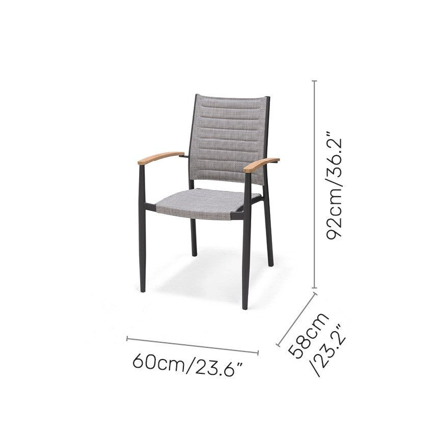 Topaz 9-Piece Teak and Aluminum Outdoor Dining Set