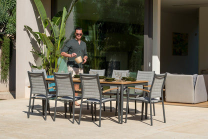 Topaz 9-Piece Teak and Aluminum Outdoor Dining Set