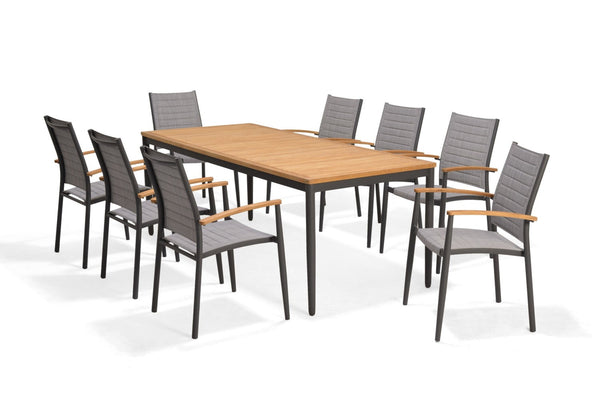 Topaz 9-Piece Teak and Aluminum Outdoor Dining Set
