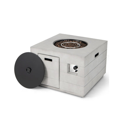 34-Inch Square Concrete Propane Fire Pit Table – Gray, 50,000 BTU