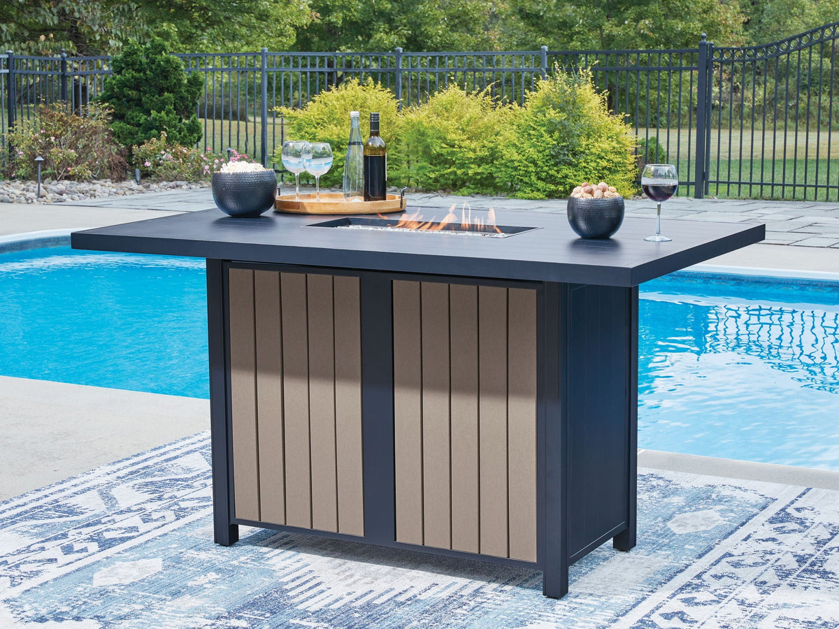 East Beach 70-Inch Rectangular Bar Fire Pit Table – Blue