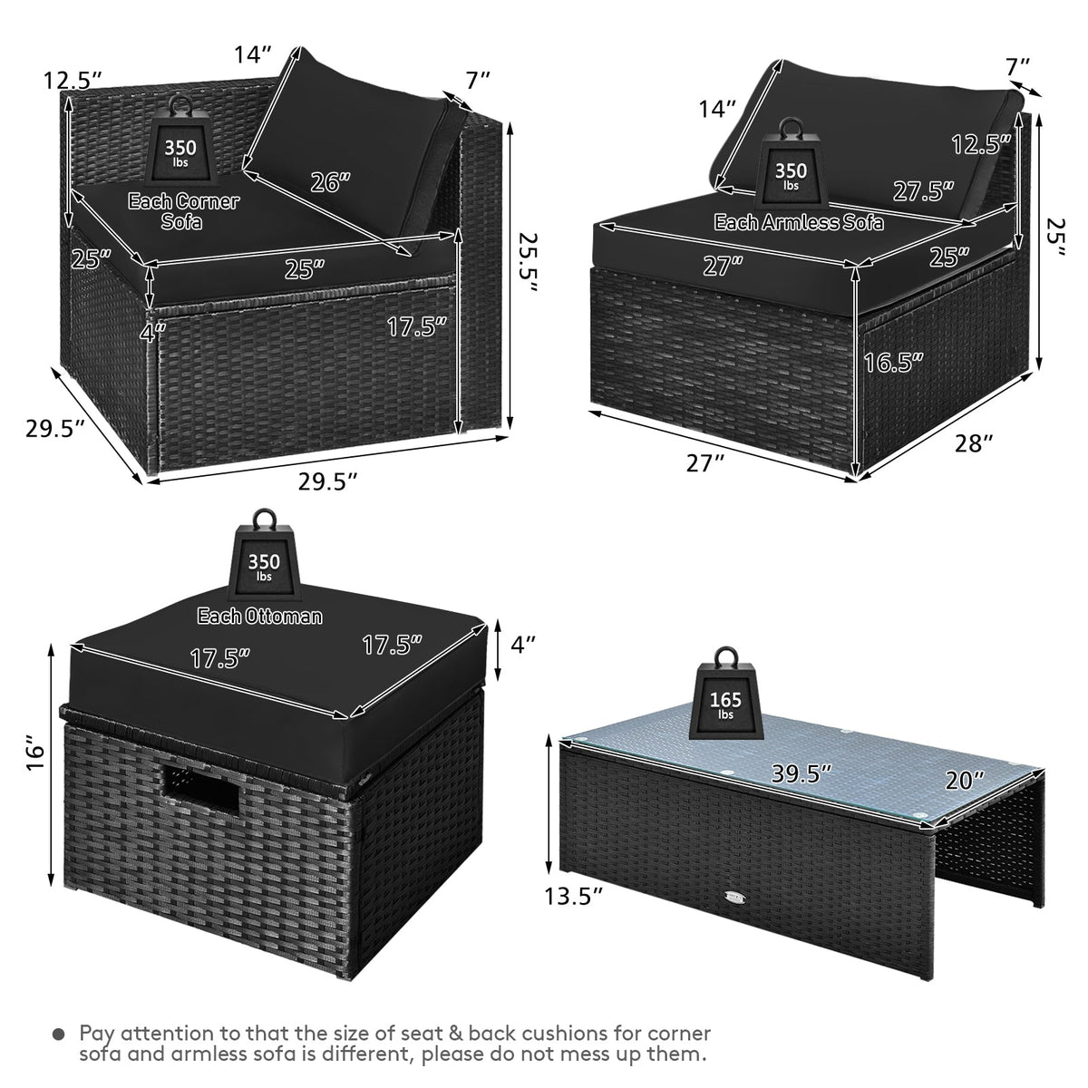 8-Piece Patio Rattan Storage Table Furniture Set