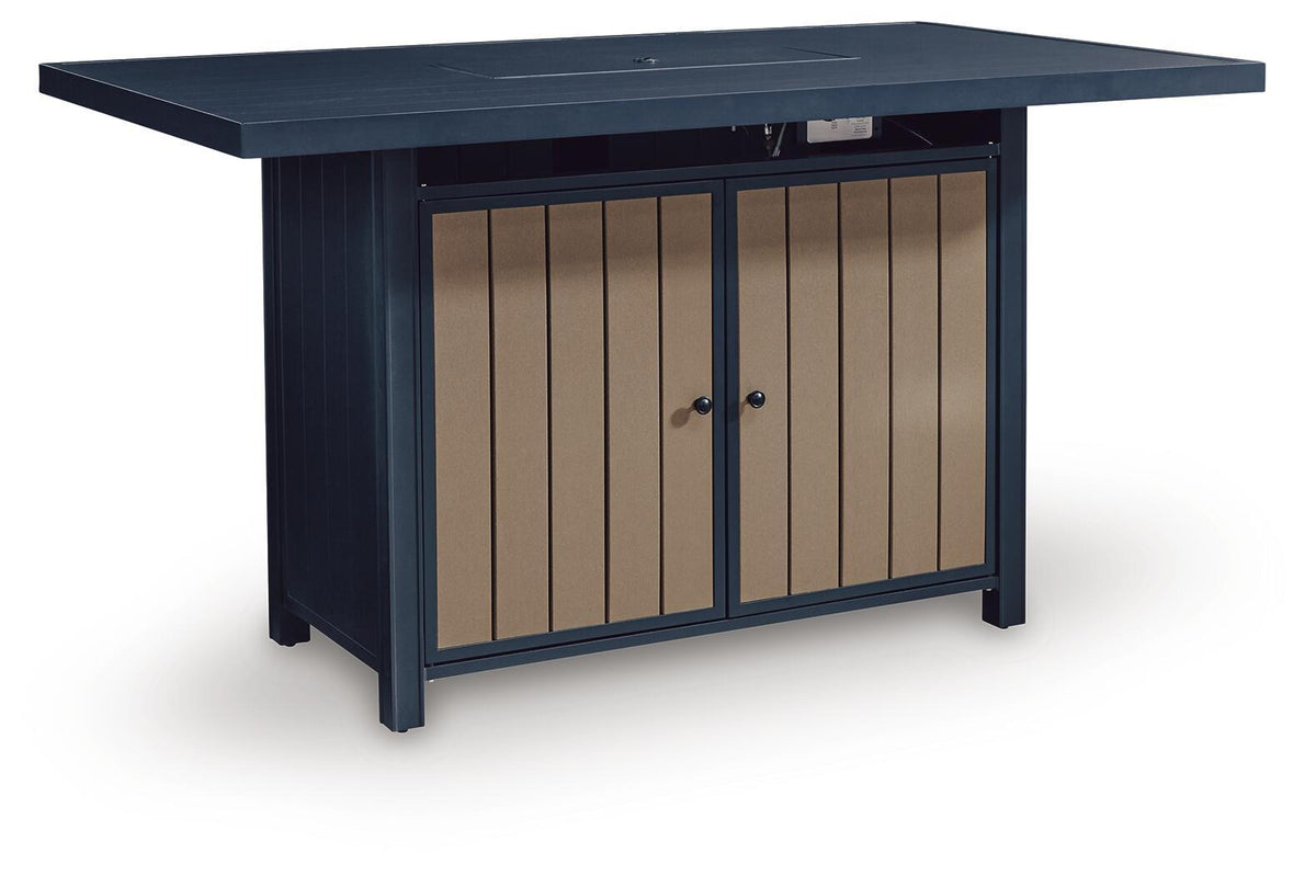 East Beach 70-Inch Rectangular Bar Fire Pit Table – Blue