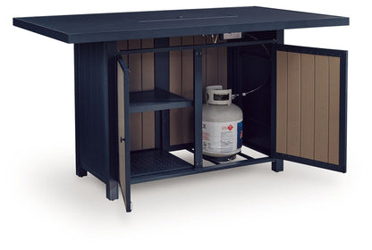 East Beach 70-Inch Rectangular Bar Fire Pit Table – Blue