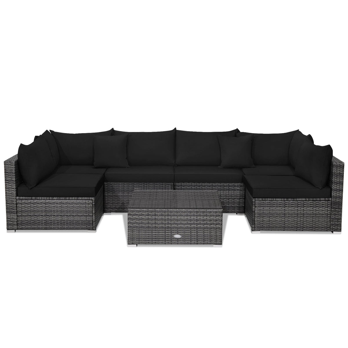 7-Piece Patio Rattan Furniture Set Sectional Sofa Garden Cushion