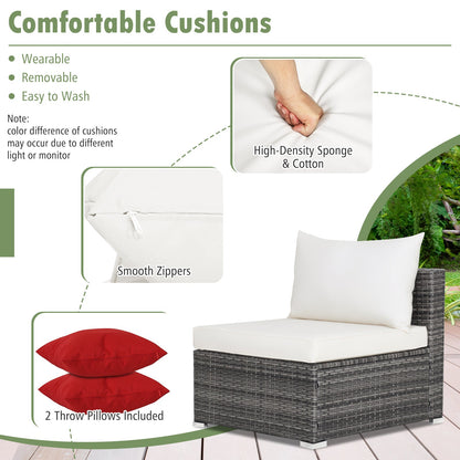 7-Piece Patio Rattan Furniture Set Sectional Sofa Garden Cushion