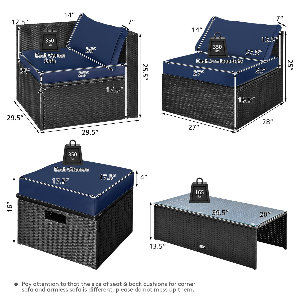 8-Piece Patio Rattan Storage Table Furniture Set