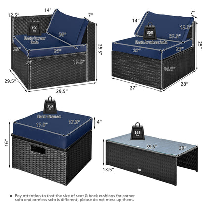 8-Piece Patio Rattan Storage Table Furniture Set