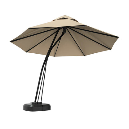 11-Foot Outdoor Cantilever Umbrella – 360° Rotation, Double-Top Wind Vent, Weighted Base & Wheels