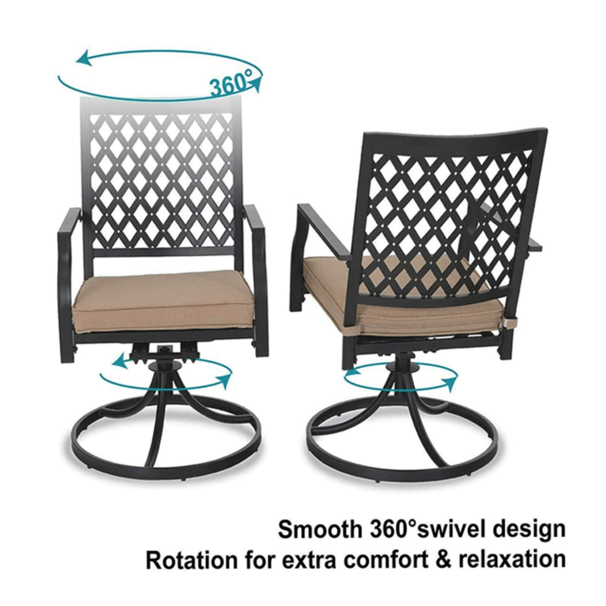 Sophia & William 5-Piece Outdoor Gas Fire Pit Table Set – Cushioned Swivel Dining Chairs, Propane