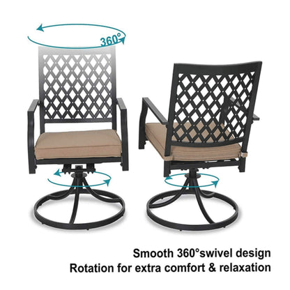 Sophia & William 5-Piece Outdoor Gas Fire Pit Table Set – Cushioned Swivel Dining Chairs, Propane