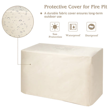 5-Piece Outdoor PE Wicker Loveseat Set with 60,000 BTU Ceramic Fire Pit, Coffee Table & Storage Box
